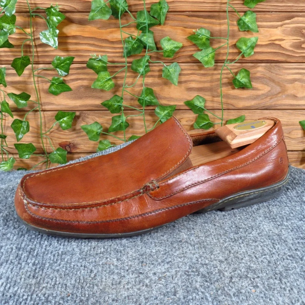 Rockport K55807 Mens Loafer Size 12 Driving Shoe Tan Leather Slip On Moc Toe